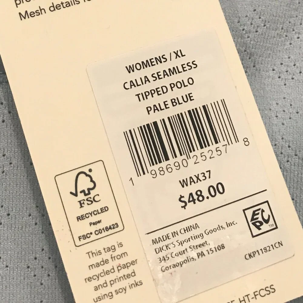 Calia Women's Seamless Tipped Polo in Pale Blue NWT - Picture 11 of 12